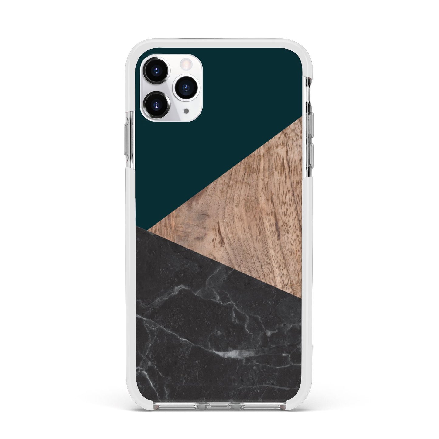 Marble Wood Geometric 6 Apple iPhone 11 Pro Max in Silver with White Impact Case