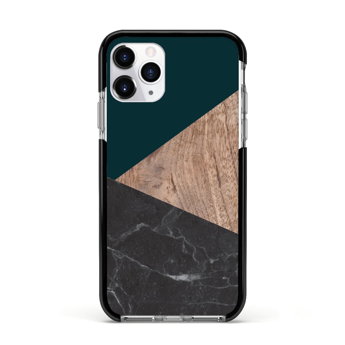 Marble Wood Geometric 6 Apple iPhone 11 Pro in Silver with Black Impact Case