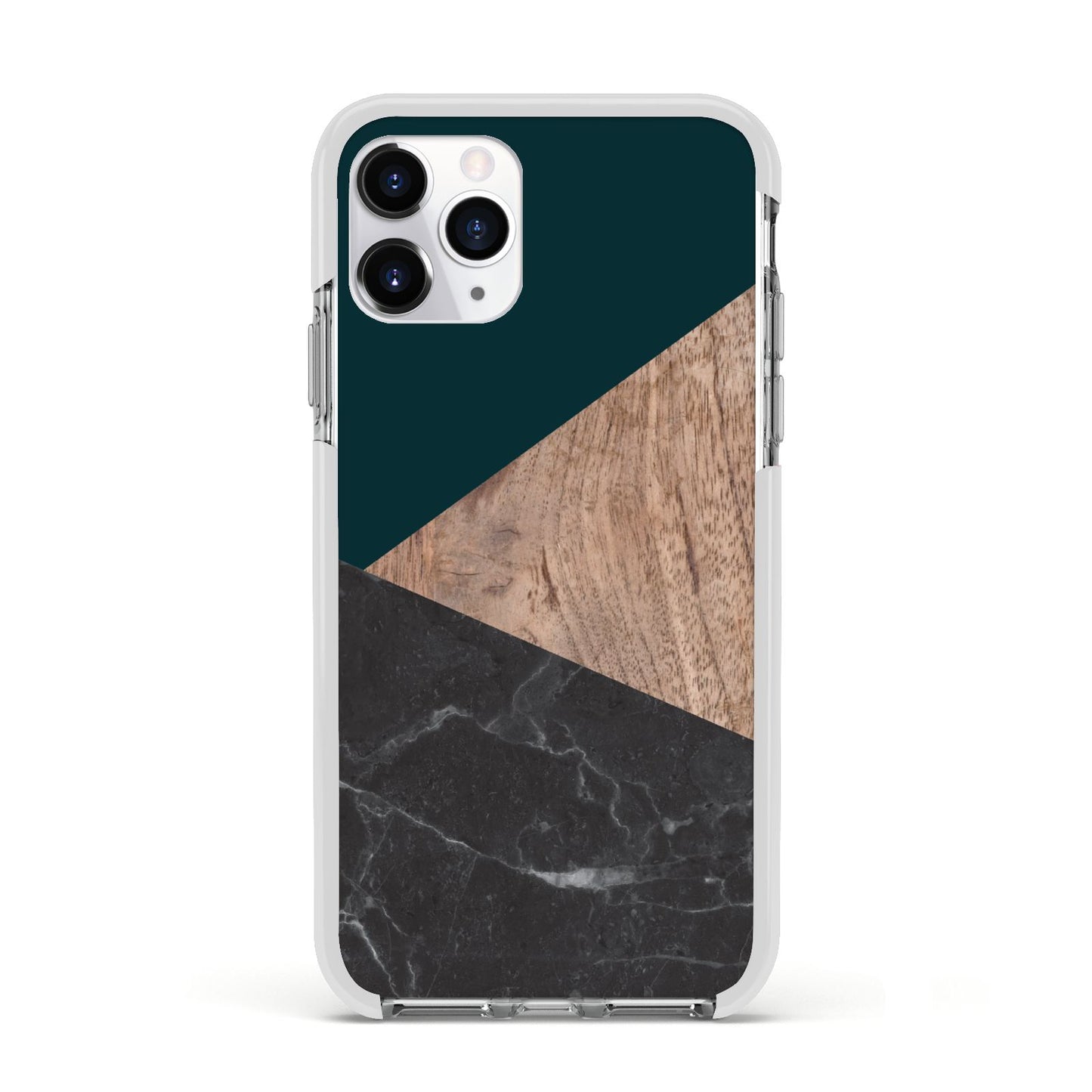 Marble Wood Geometric 6 Apple iPhone 11 Pro in Silver with White Impact Case