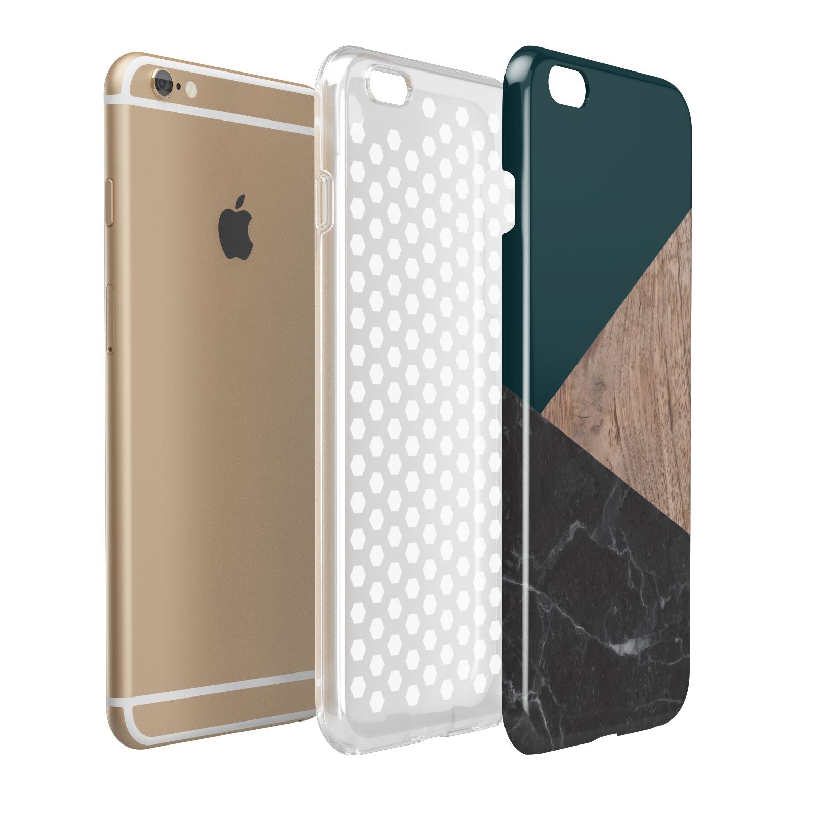 Marble Wood Geometric 6 Apple iPhone 6 Plus 3D Tough Case Expand Detail Image