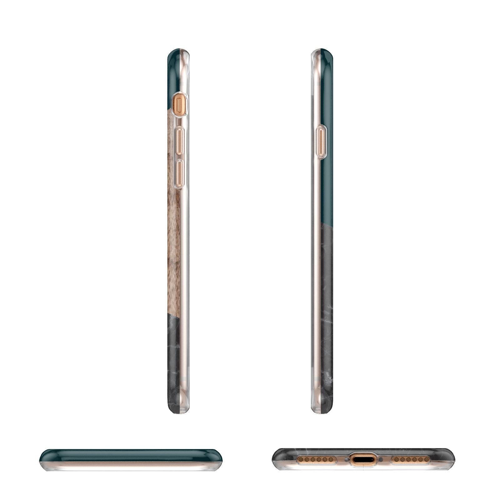Marble Wood Geometric 6 Apple iPhone 7 8 3D Wrap Tough Case Alternative Image Angles