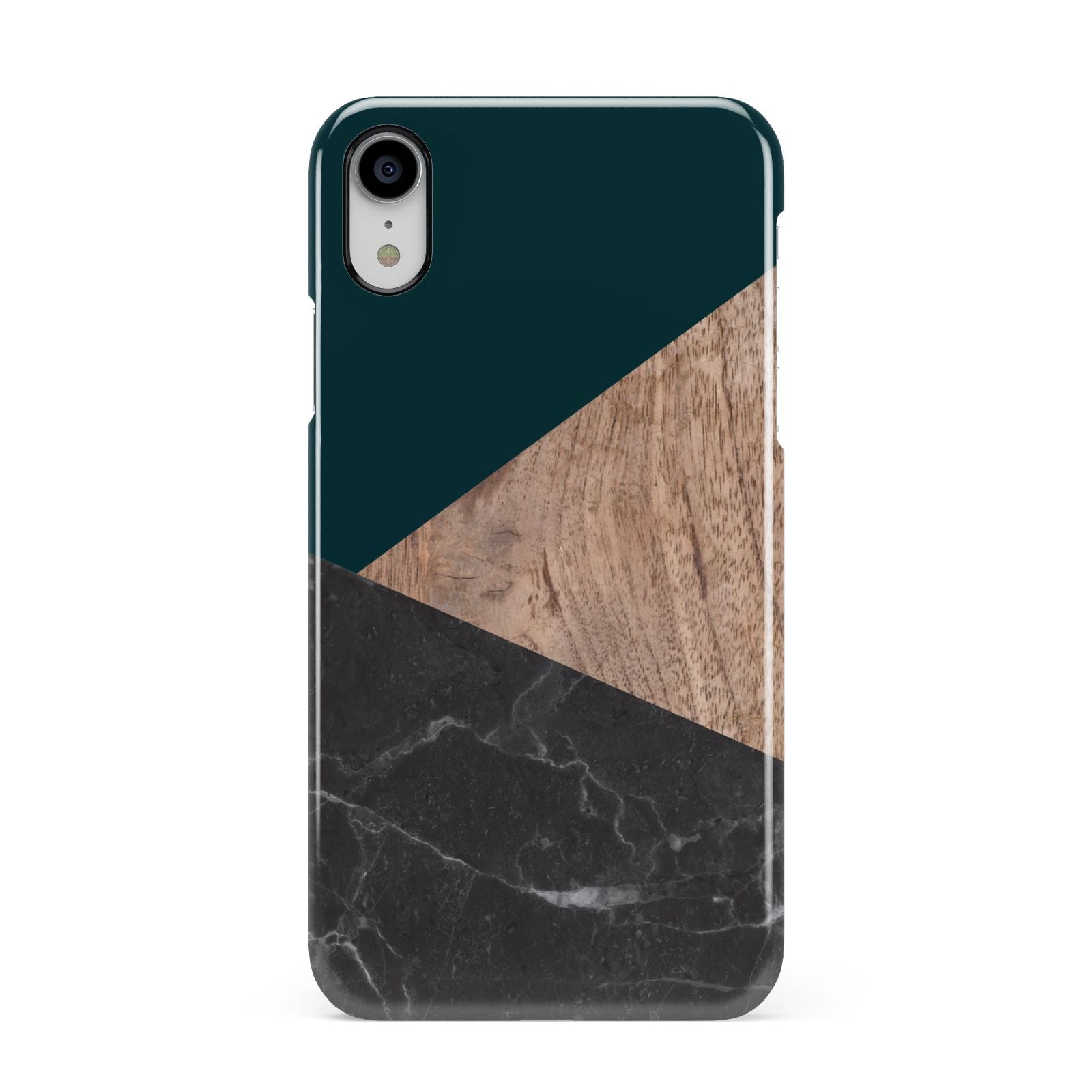 Marble Wood Geometric 6 Apple iPhone XR White 3D Snap Case