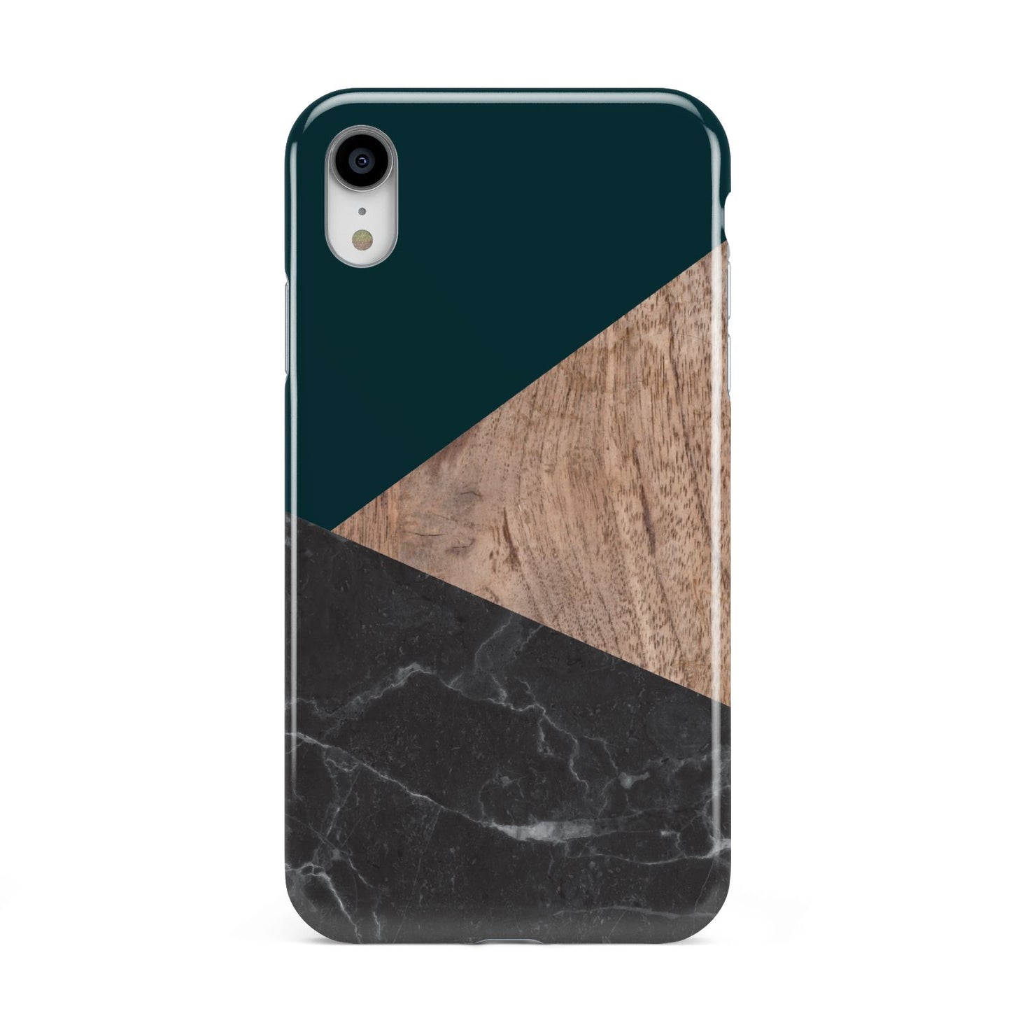 Marble Wood Geometric 6 Apple iPhone XR White 3D Tough Case