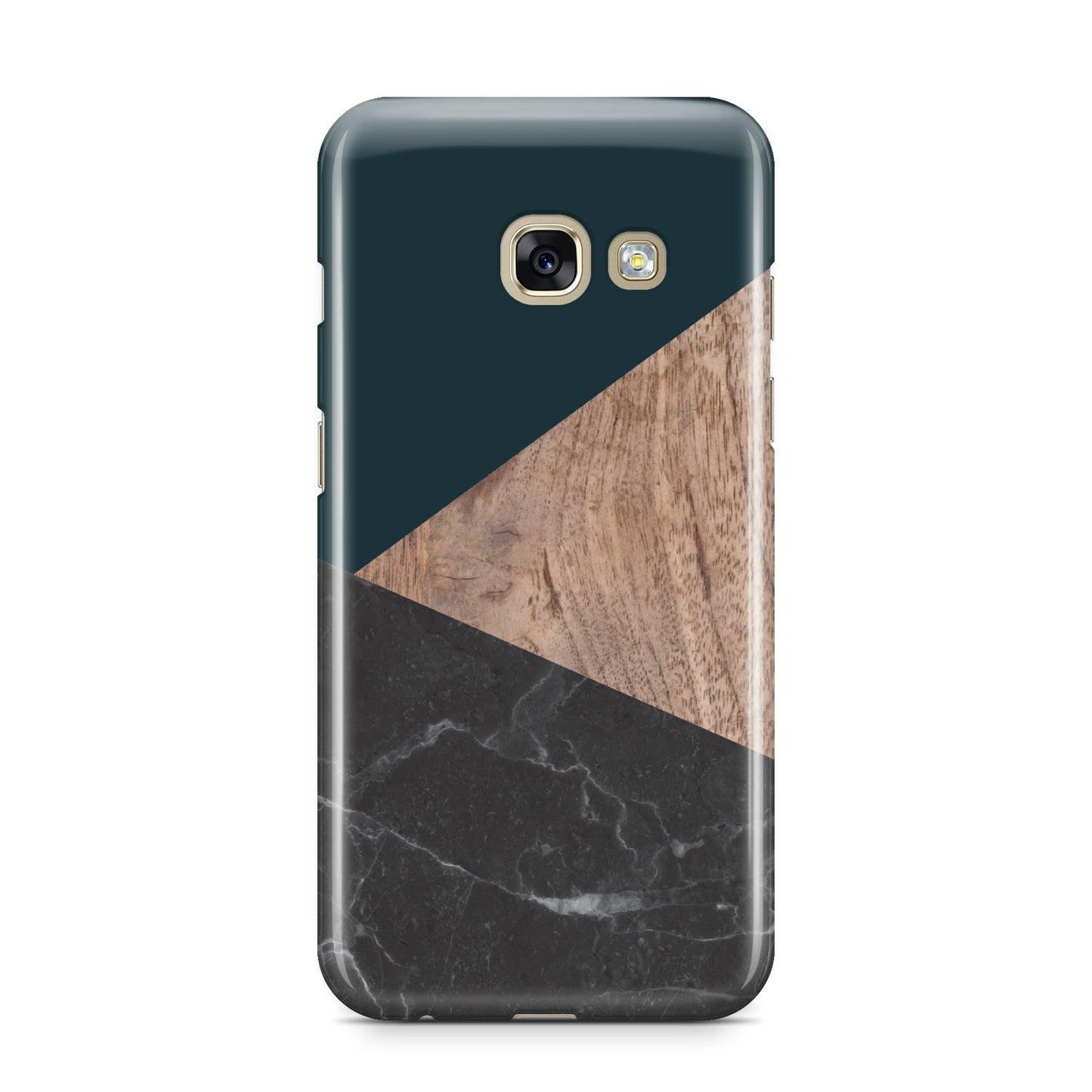 Marble Wood Geometric 6 Samsung Galaxy A3 2017 Case on gold phone