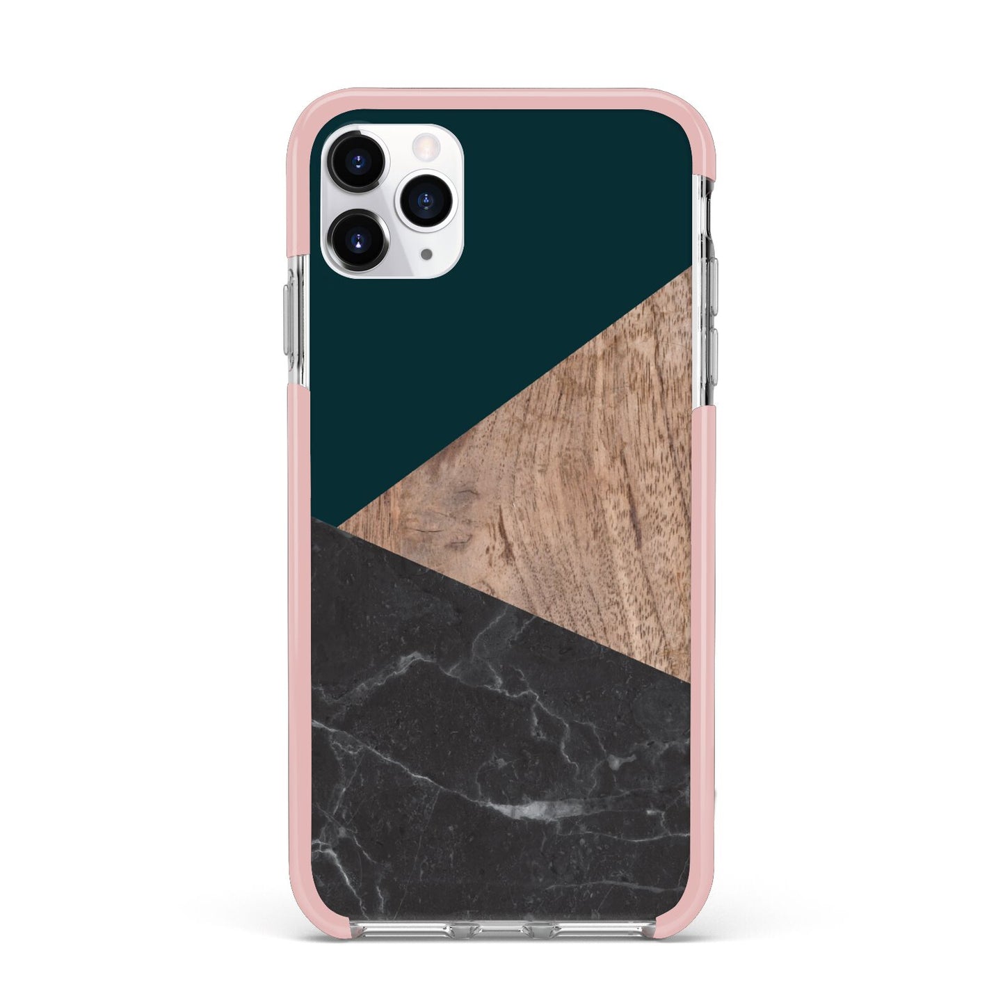 Marble Wood Geometric 6 iPhone 11 Pro Max Impact Pink Edge Case