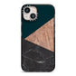 Marble Wood Geometric 6 iPhone 13 Black Impact Case on Silver phone