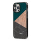 Marble Wood Geometric 6 iPhone 13 Pro Max Black Impact Case Side Angle on Silver phone