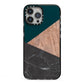 Marble Wood Geometric 6 iPhone 13 Pro Max Black Impact Case on Silver phone