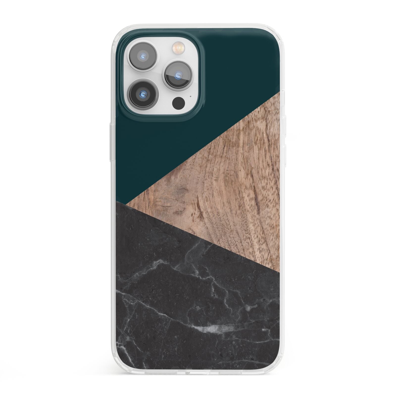 Marble Wood Geometric 6 iPhone 13 Pro Max Clear Bumper Case