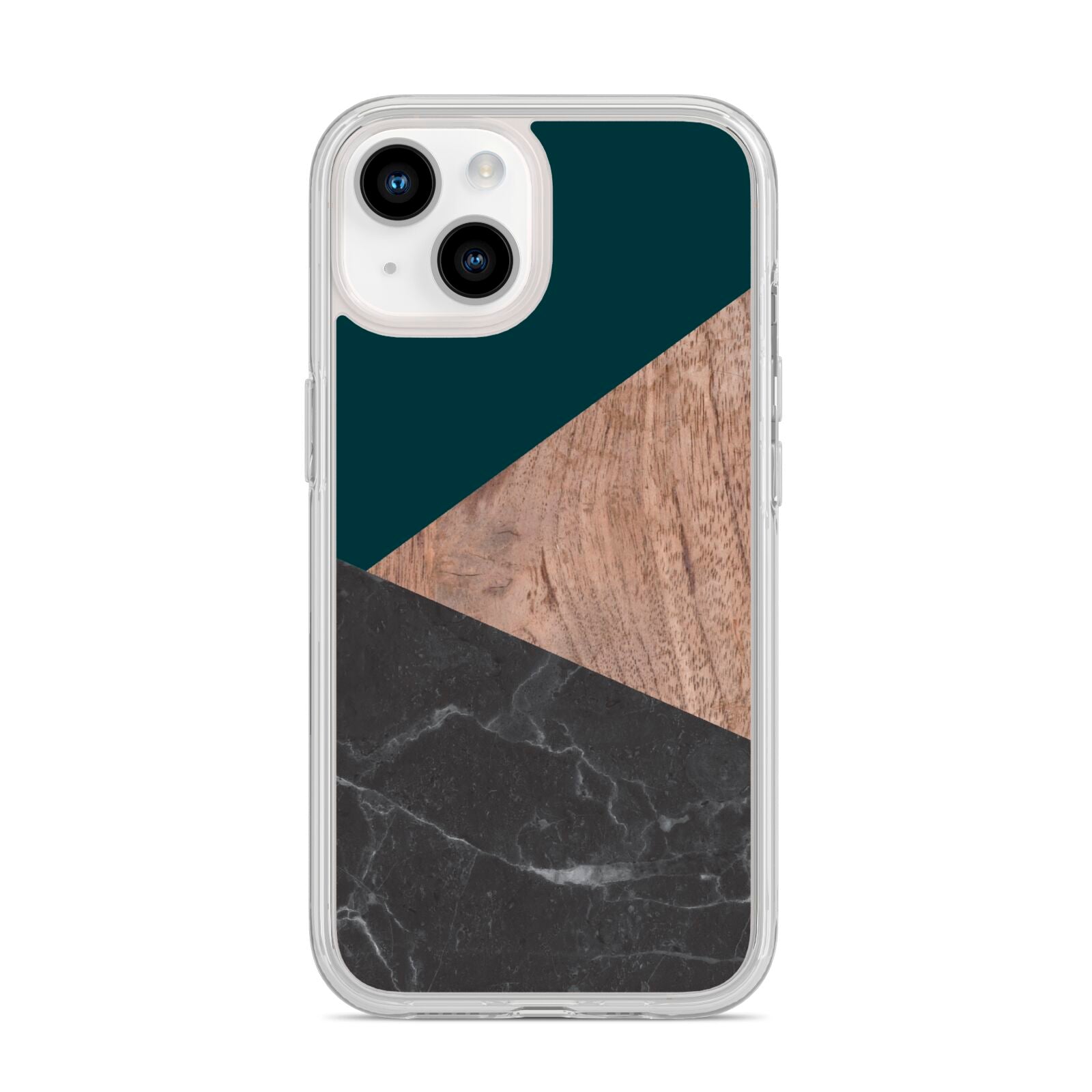 Marble Wood Geometric 6 iPhone 14 Clear Tough Case Starlight