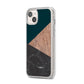 Marble Wood Geometric 6 iPhone 14 Plus Clear Tough Case Starlight Angled Image