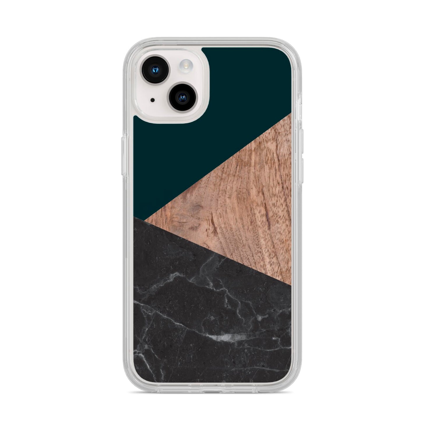 Marble Wood Geometric 6 iPhone 14 Plus Clear Tough Case Starlight