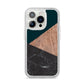 Marble Wood Geometric 6 iPhone 14 Pro Glitter Tough Case Silver