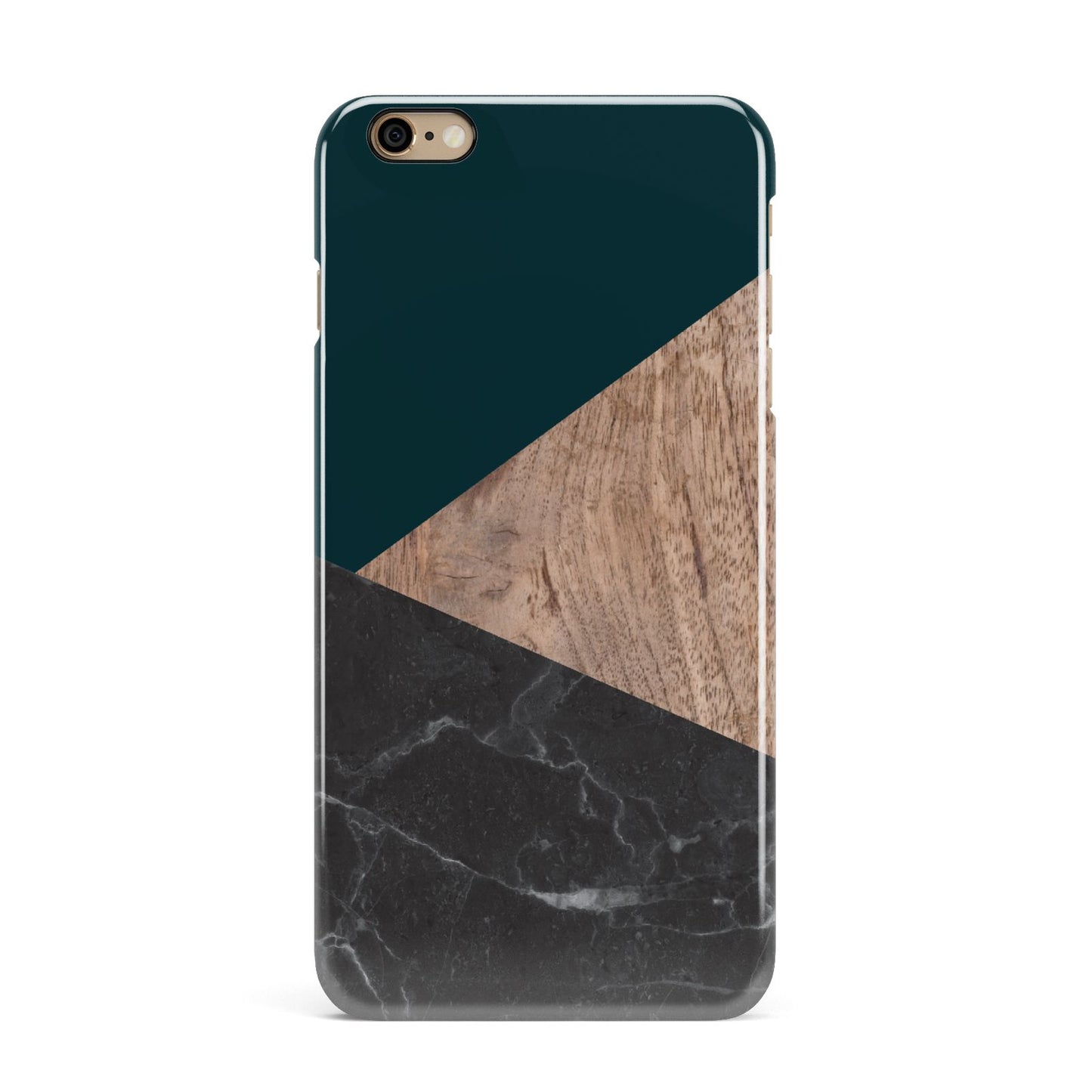 Marble Wood Geometric 6 iPhone 6 Plus 3D Snap Case on Gold Phone