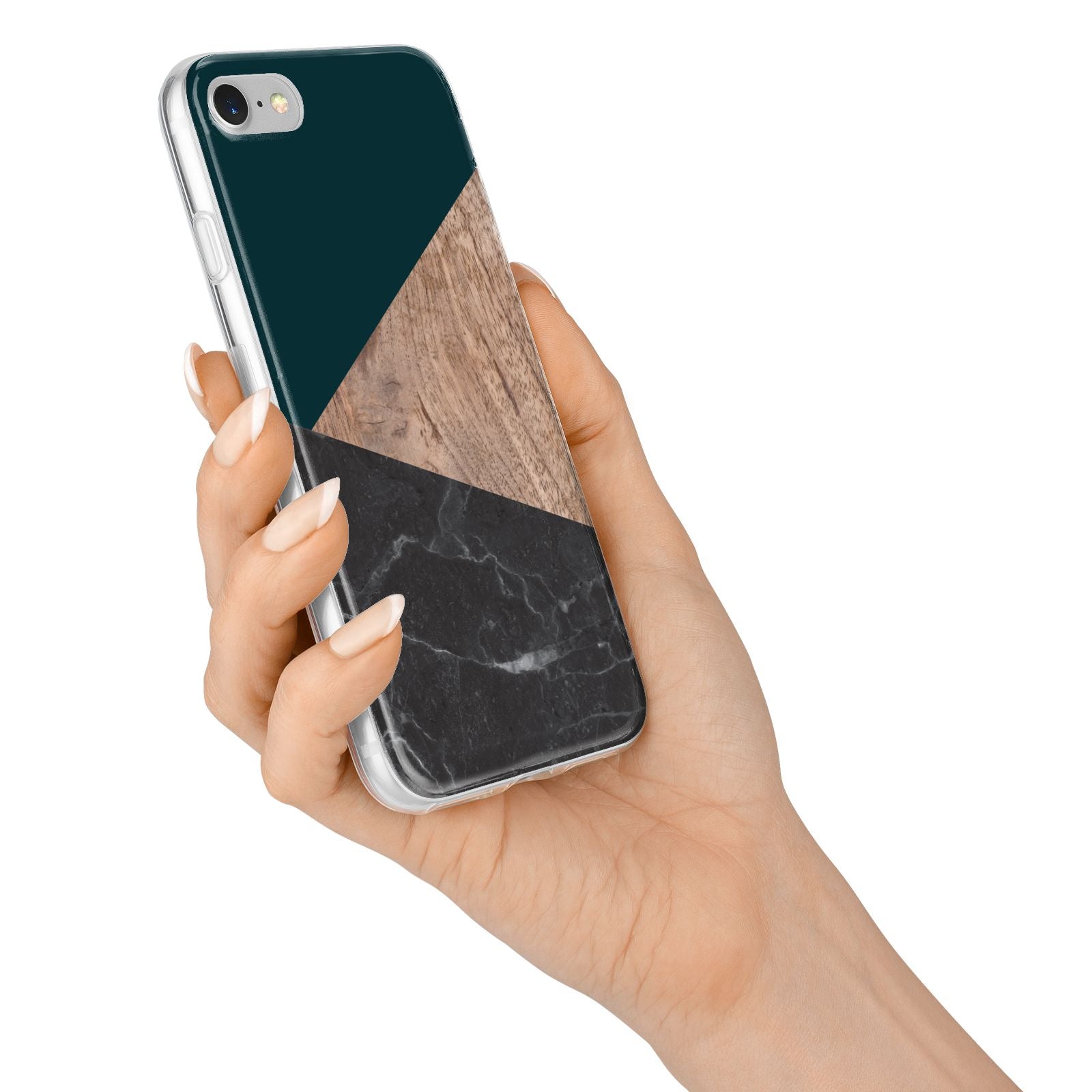 Marble Wood Geometric 6 iPhone 7 Bumper Case on Silver iPhone Alternative Image