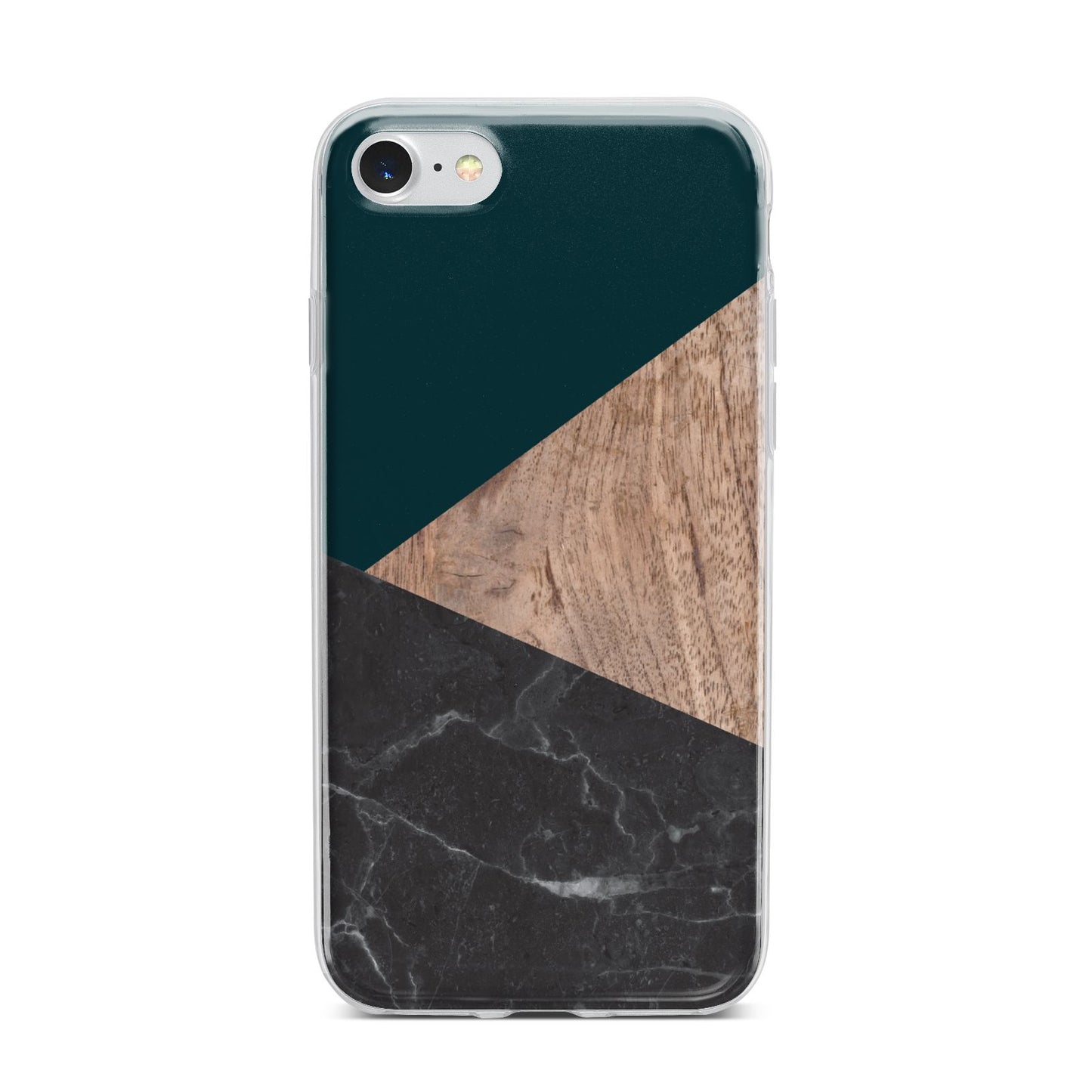 Marble Wood Geometric 6 iPhone 7 Bumper Case on Silver iPhone