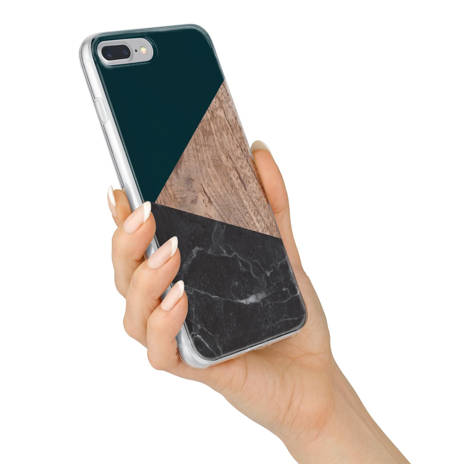 Marble Wood Geometric 6 iPhone 7 Plus Bumper Case on Silver iPhone Alternative Image