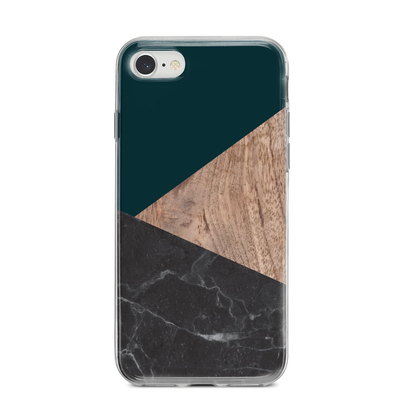 Marble Wood Geometric 6 iPhone 8 Bumper Case on Silver iPhone