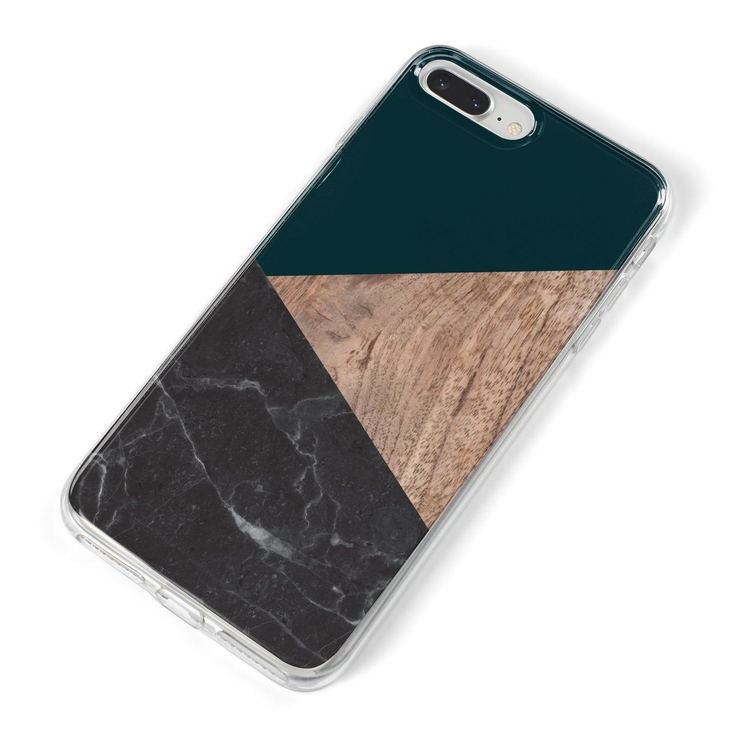 Marble Wood Geometric 6 iPhone 8 Plus Bumper Case on Silver iPhone Alternative Image