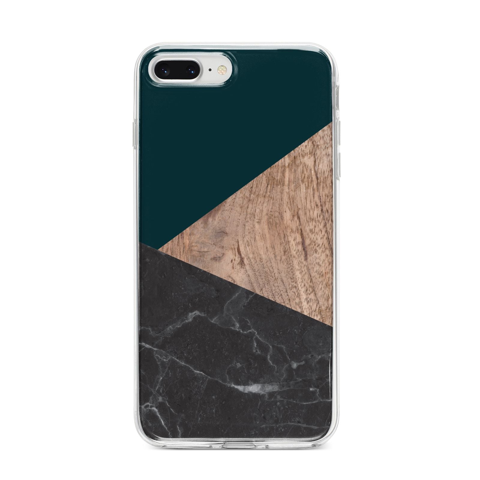 Marble Wood Geometric 6 iPhone 8 Plus Bumper Case on Silver iPhone