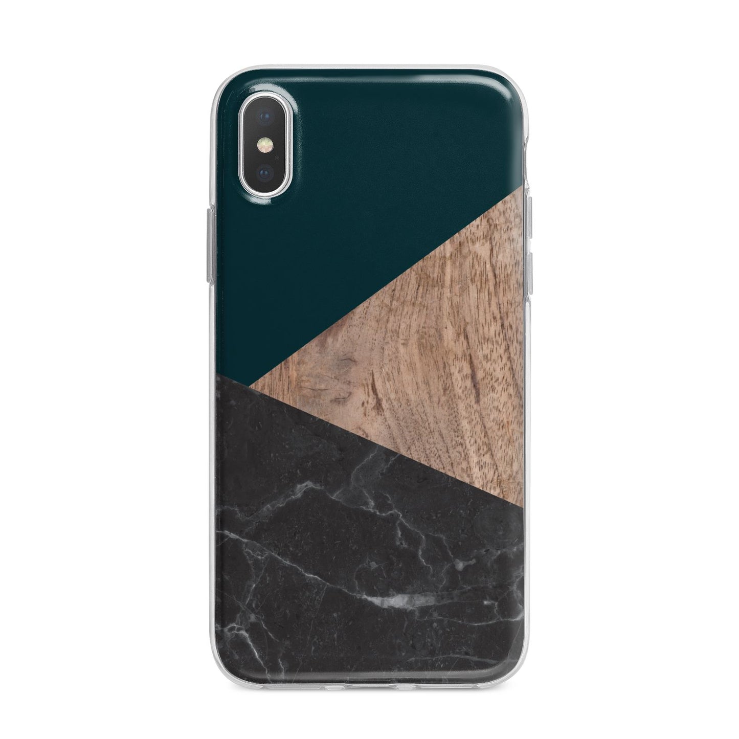 Marble Wood Geometric 6 iPhone X Bumper Case on Silver iPhone Alternative Image 1