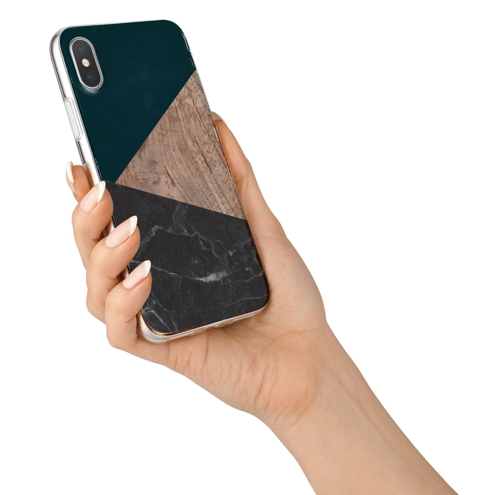 Marble Wood Geometric 6 iPhone X Bumper Case on Silver iPhone Alternative Image 2
