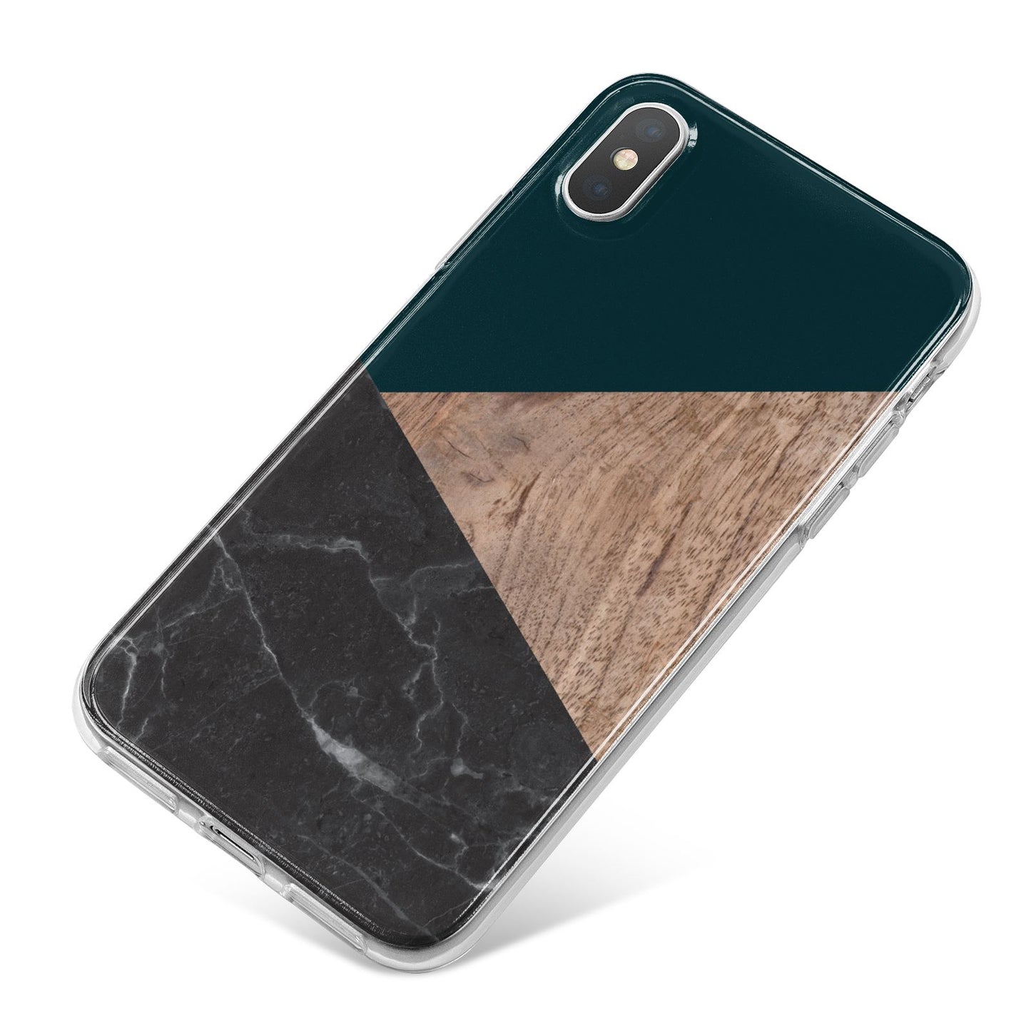 Marble Wood Geometric 6 iPhone X Bumper Case on Silver iPhone
