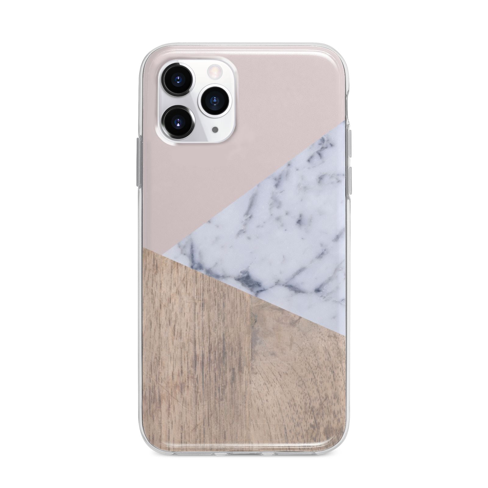 Marble Wood Geometric 7 Apple iPhone 11 Pro Max in Silver with Bumper Case
