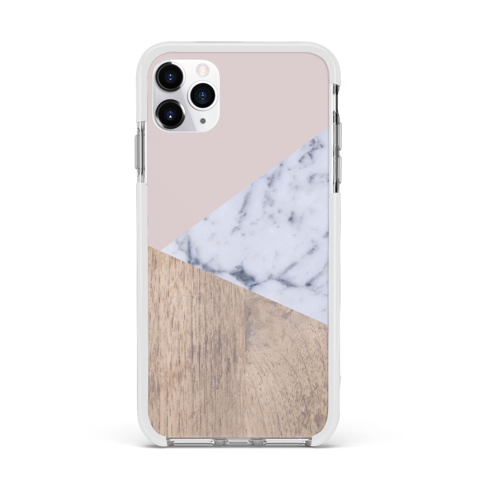 Marble Wood Geometric 7 Apple iPhone 11 Pro Max in Silver with White Impact Case