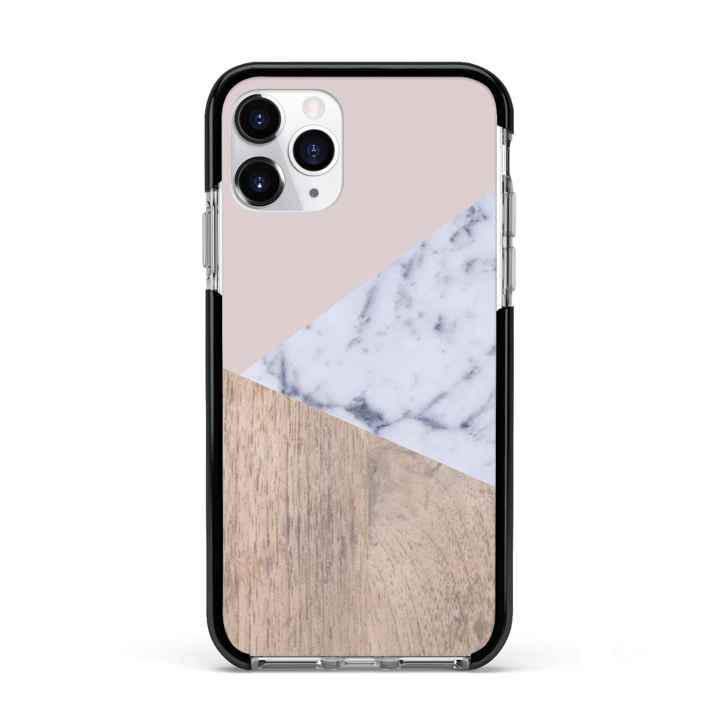 Marble Wood Geometric 7 Apple iPhone 11 Pro in Silver with Black Impact Case