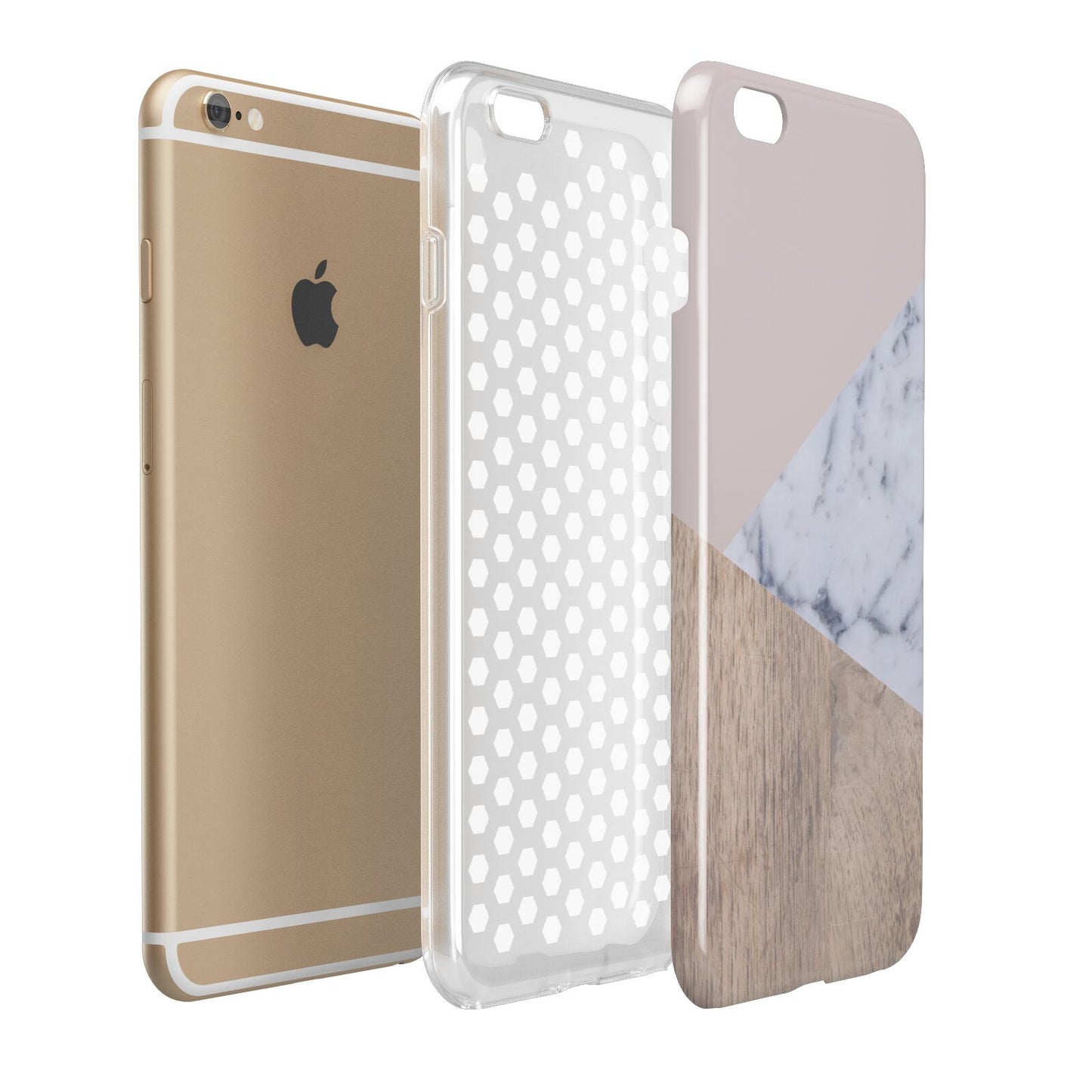 Marble Wood Geometric 7 Apple iPhone 6 Plus 3D Tough Case Expand Detail Image
