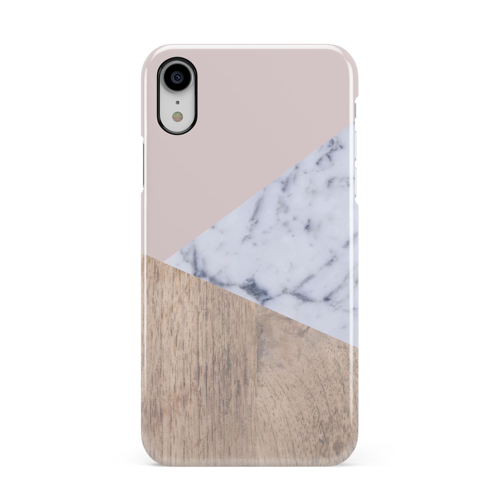 Marble Wood Geometric 7 Apple iPhone XR White 3D Snap Case
