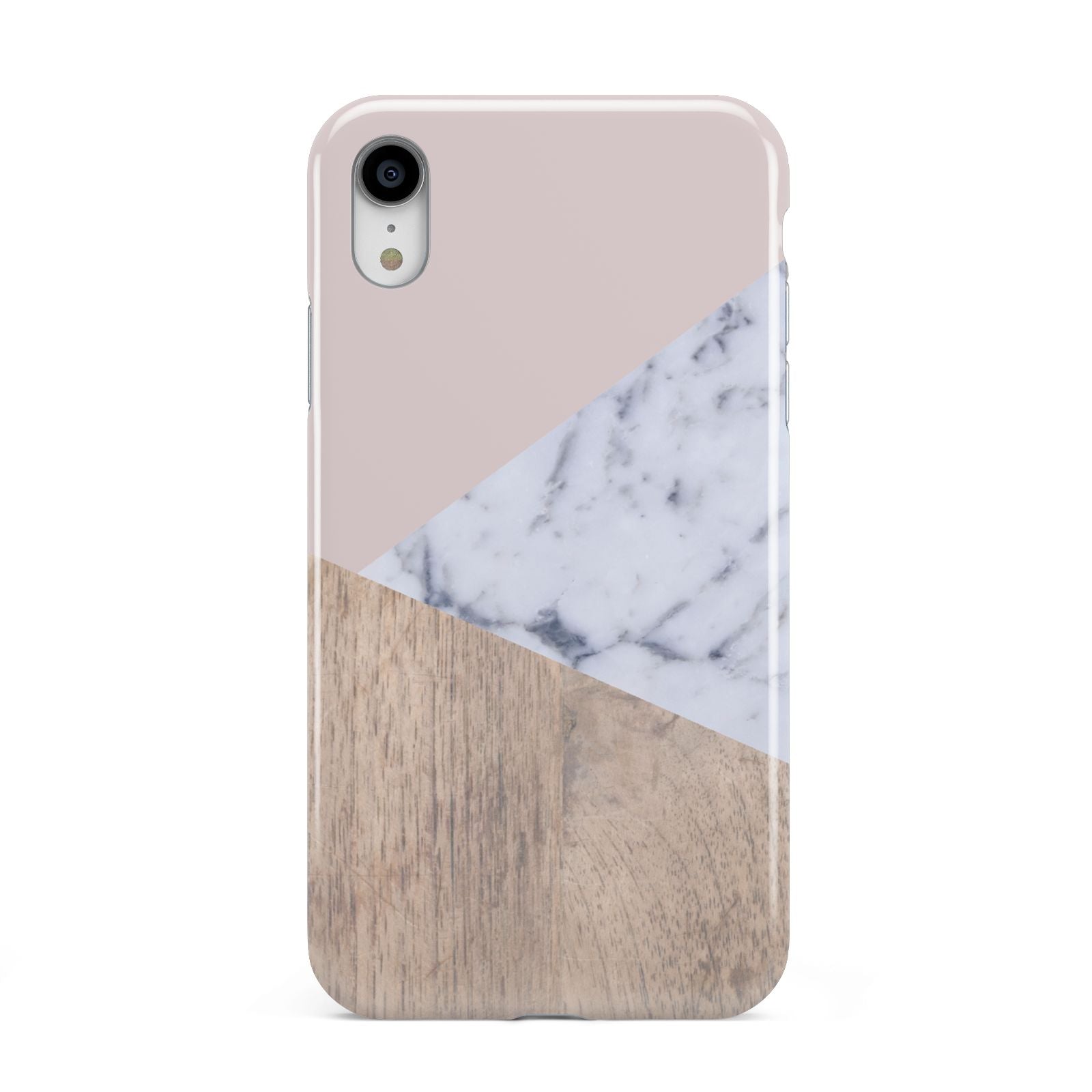 Marble Wood Geometric 7 Apple iPhone XR White 3D Tough Case