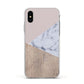 Marble Wood Geometric 7 Apple iPhone Xs Impact Case White Edge on Silver Phone