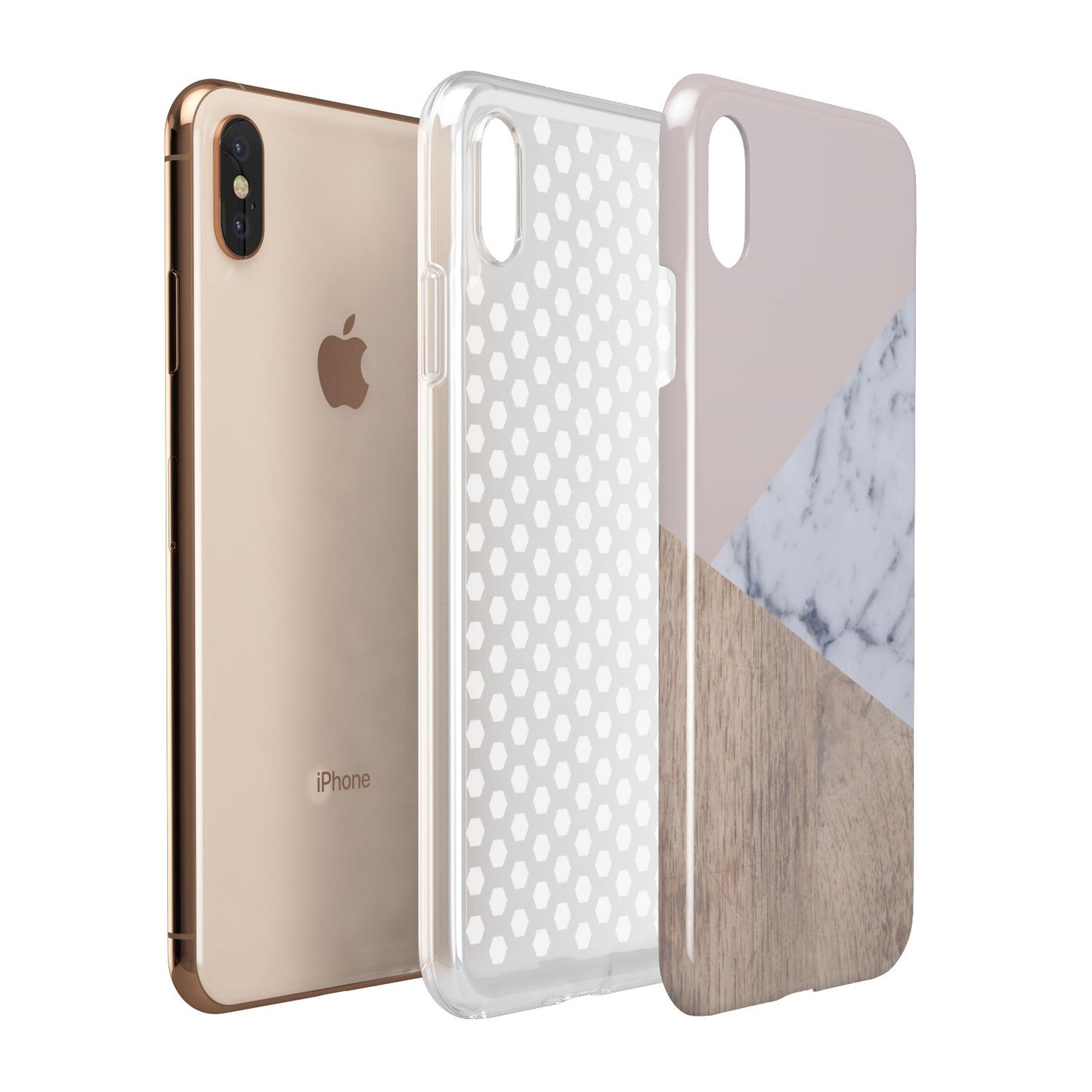 Marble Wood Geometric 7 Apple iPhone Xs Max 3D Tough Case Expanded View
