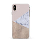 Marble Wood Geometric 7 Apple iPhone Xs Max Impact Case White Edge on Gold Phone