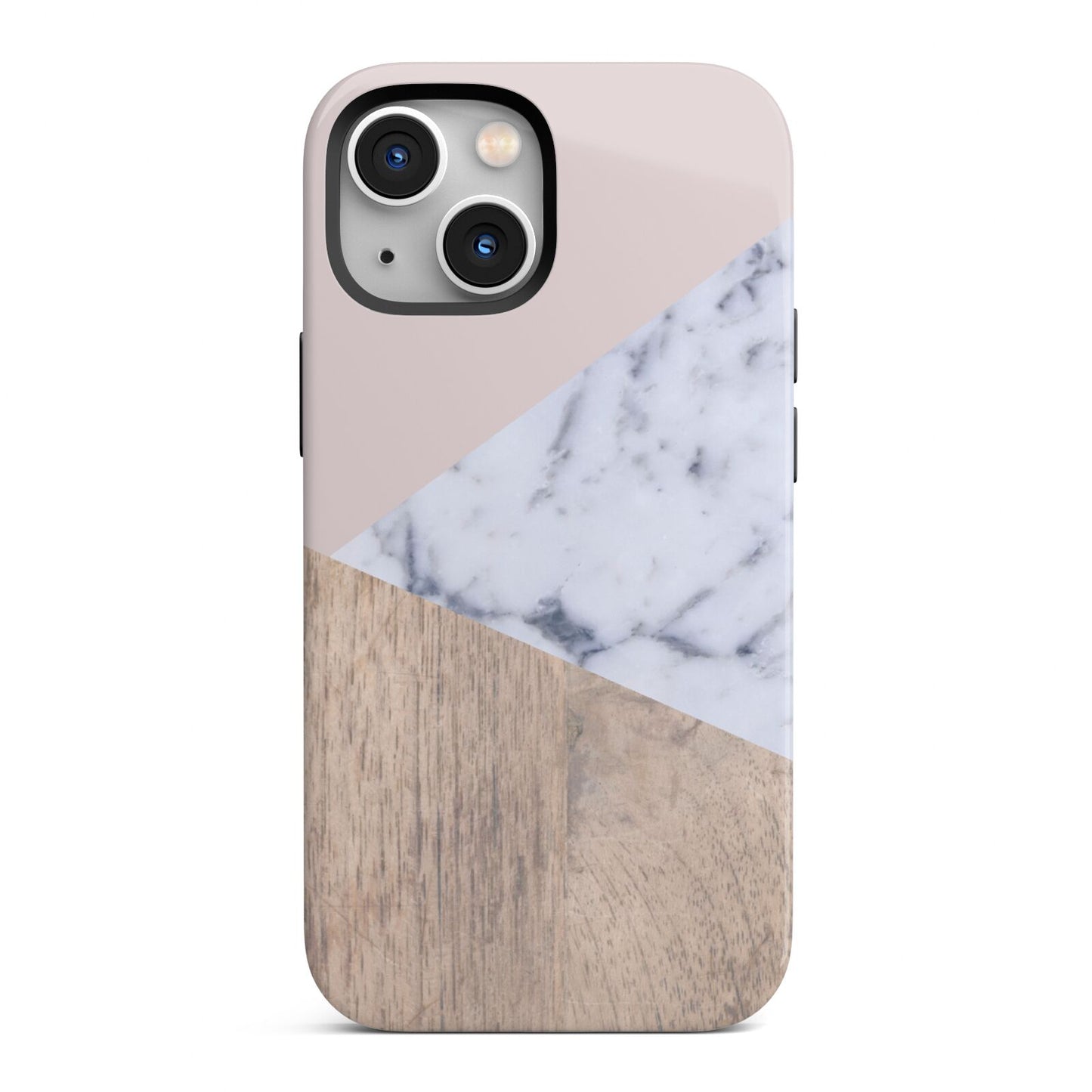 Marble Wood Geometric 7 iPhone 13 Mini Full Wrap 3D Tough Case