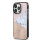 Marble Wood Geometric 7 iPhone 13 Pro Black Impact Case Side Angle on Silver phone