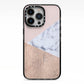 Marble Wood Geometric 7 iPhone 13 Pro Black Impact Case on Silver phone