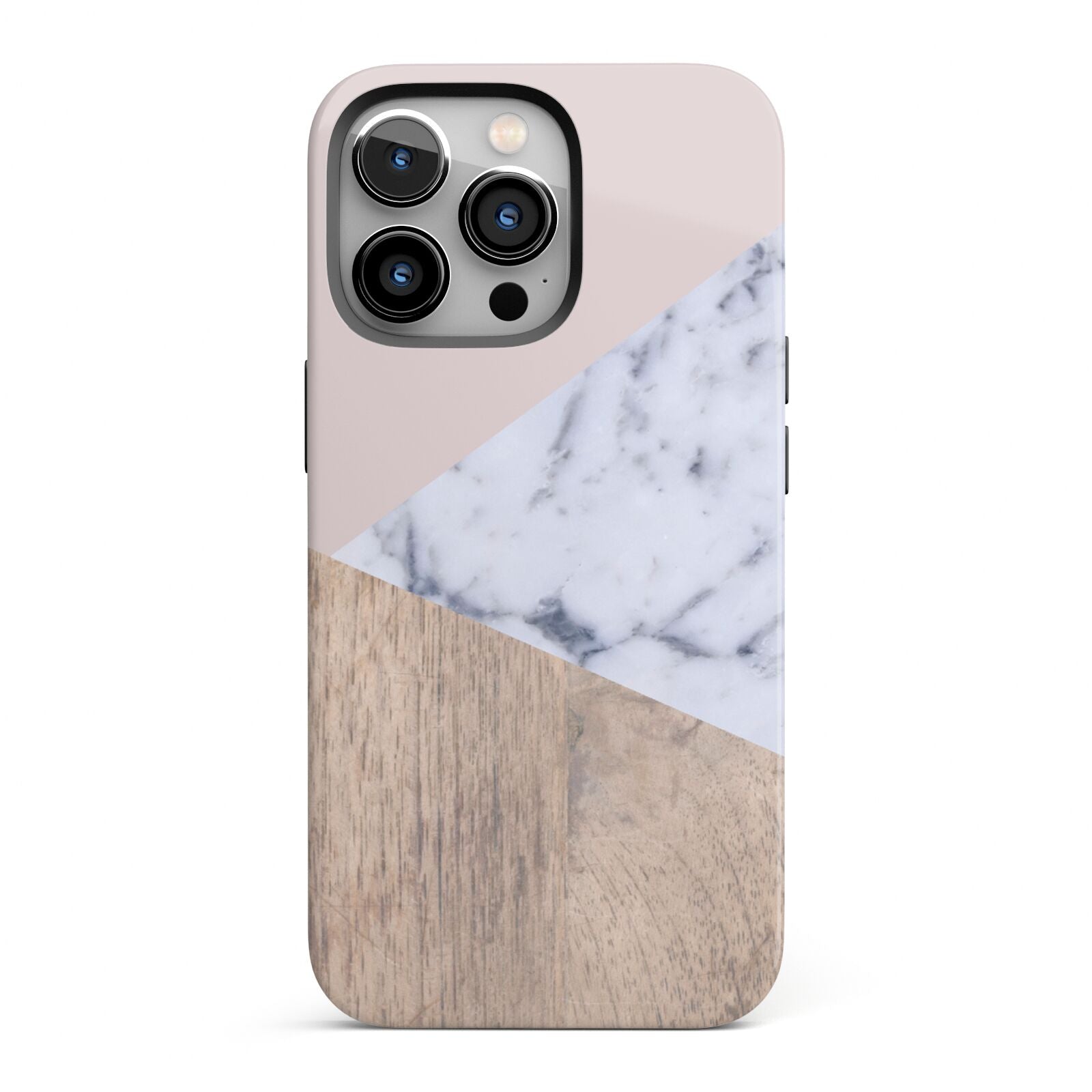 Marble Wood Geometric 7 iPhone 13 Pro Full Wrap 3D Tough Case