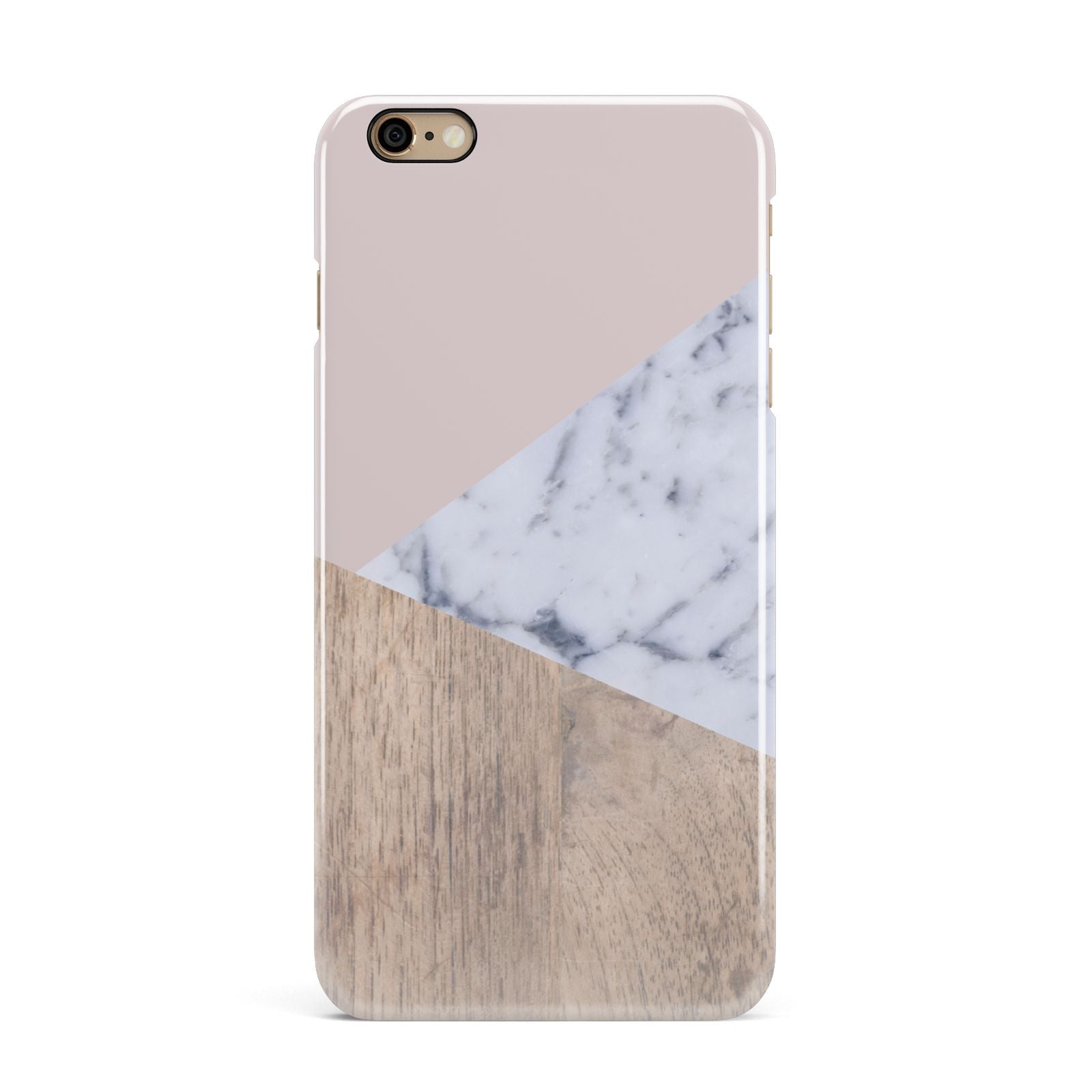 Marble Wood Geometric 7 iPhone 6 Plus 3D Snap Case on Gold Phone