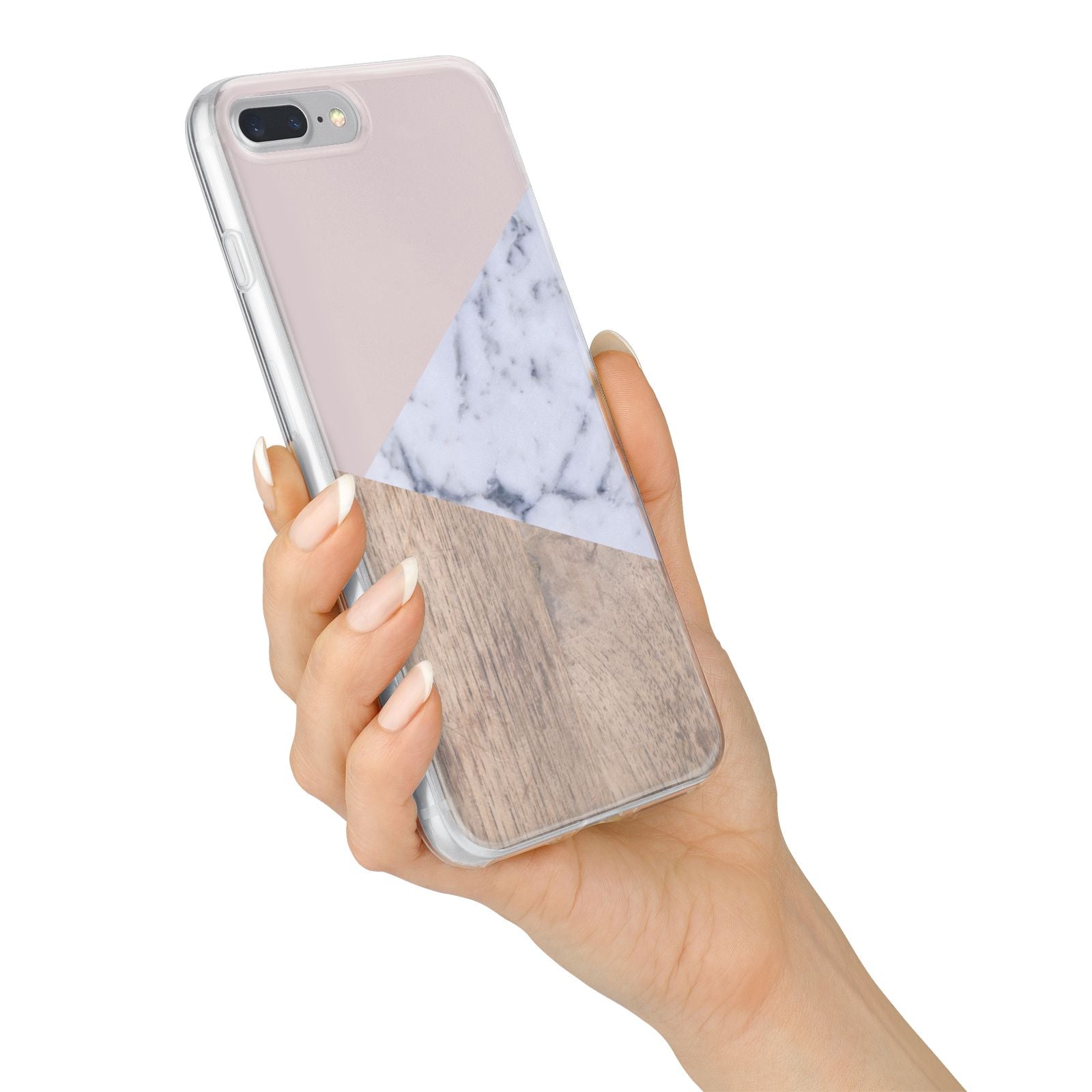 Marble Wood Geometric 7 iPhone 7 Plus Bumper Case on Silver iPhone Alternative Image