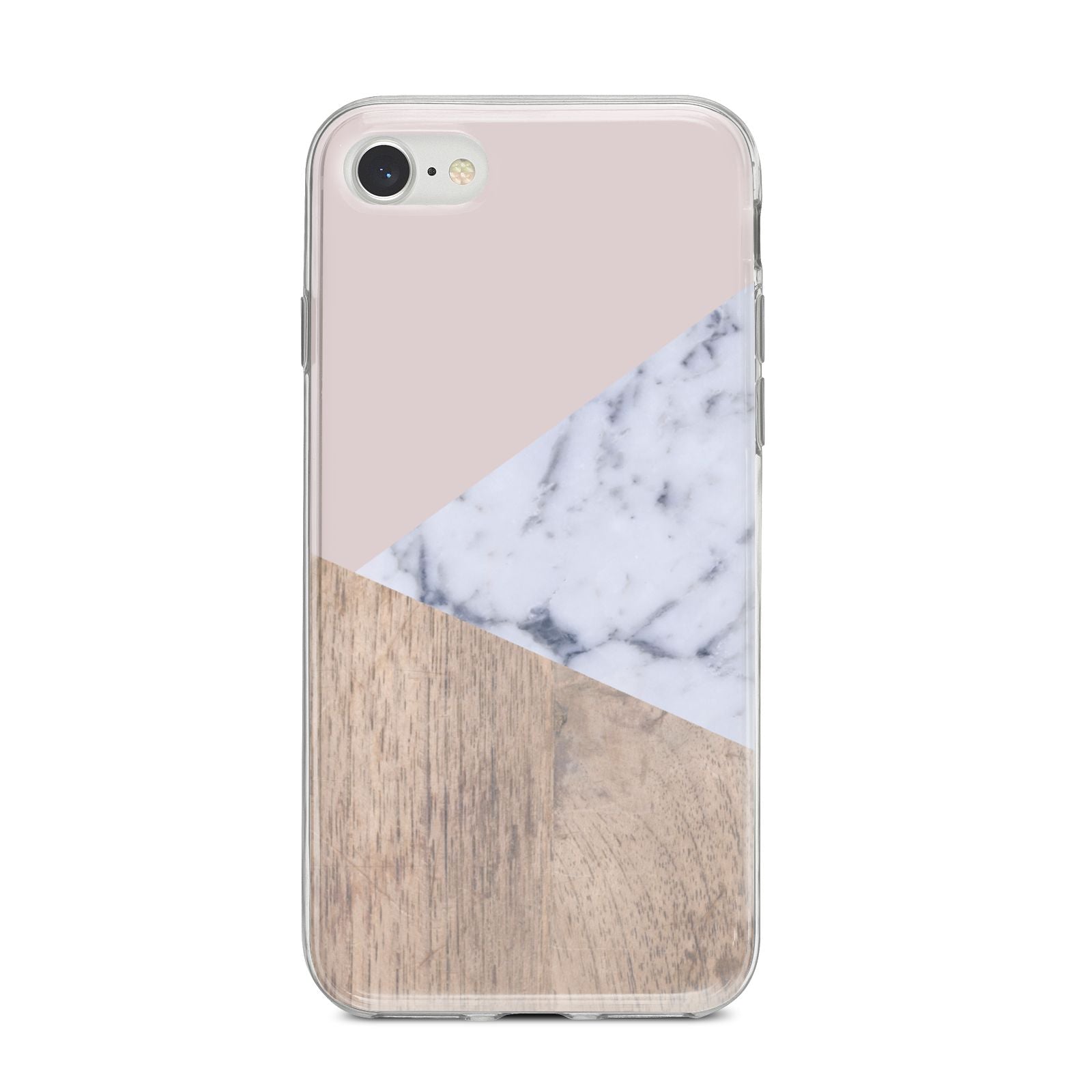 Marble Wood Geometric 7 iPhone 8 Bumper Case on Silver iPhone