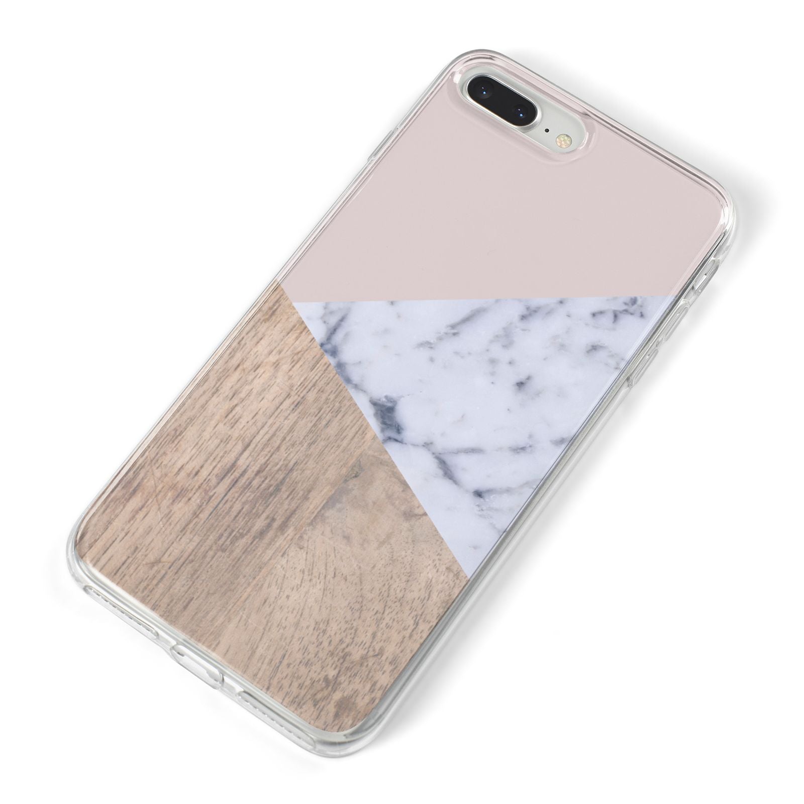Marble Wood Geometric 7 iPhone 8 Plus Bumper Case on Silver iPhone Alternative Image