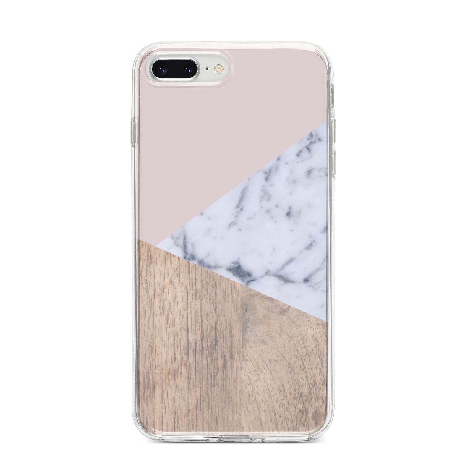 Marble Wood Geometric 7 iPhone 8 Plus Bumper Case on Silver iPhone