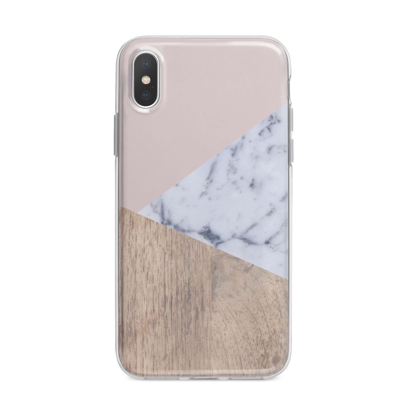 Marble Wood Geometric 7 iPhone X Bumper Case on Silver iPhone Alternative Image 1