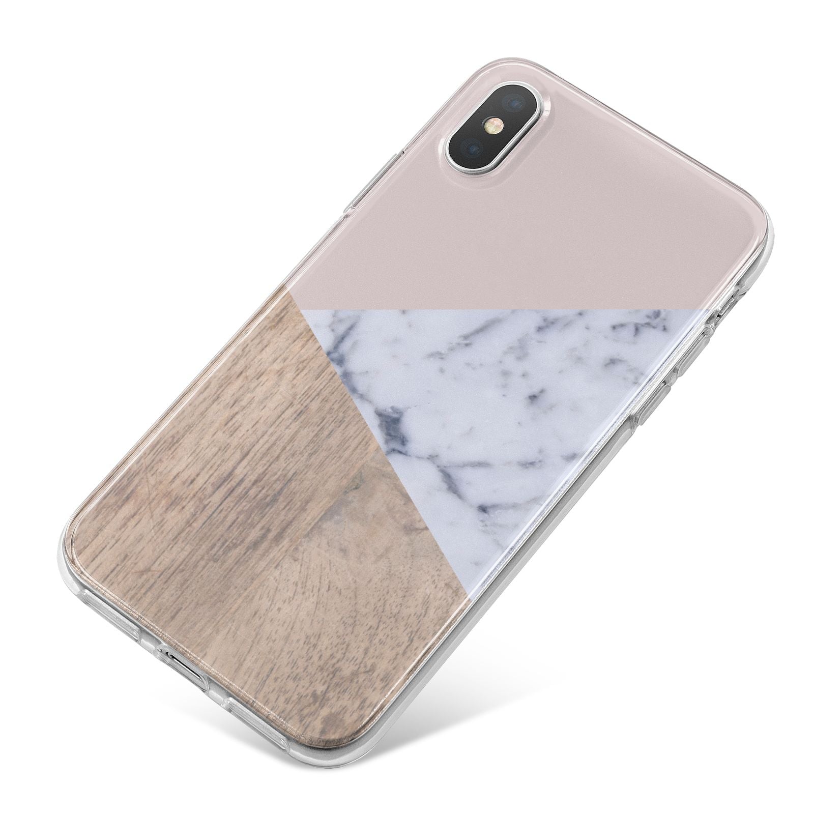 Marble Wood Geometric 7 iPhone X Bumper Case on Silver iPhone