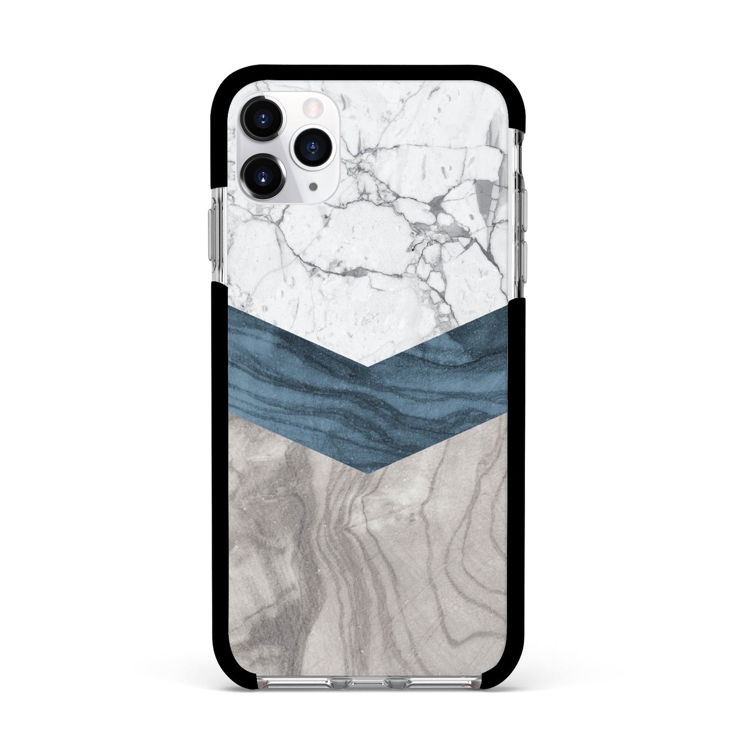 Marble Wood Geometric 8 Apple iPhone 11 Pro Max in Silver with Black Impact Case
