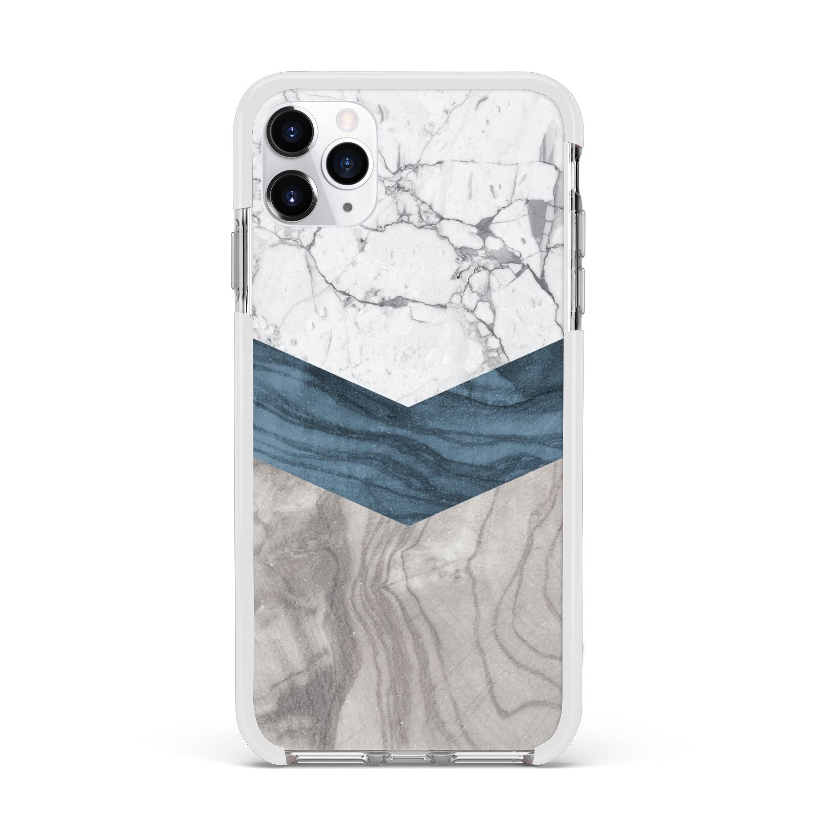 Marble Wood Geometric 8 Apple iPhone 11 Pro Max in Silver with White Impact Case