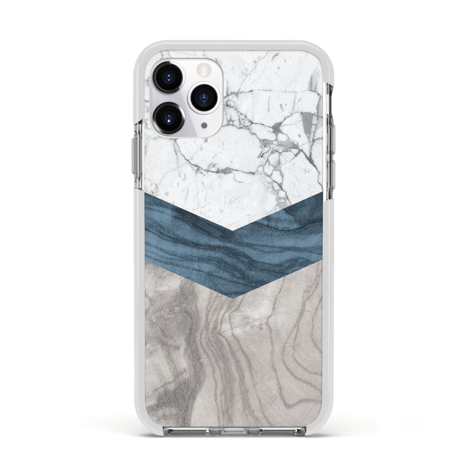 Marble Wood Geometric 8 Apple iPhone 11 Pro in Silver with White Impact Case